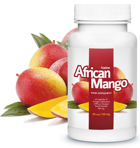 Boîte et gélules African Mango : complément naturel pour une perte de poids saine et une silhouette affinée.