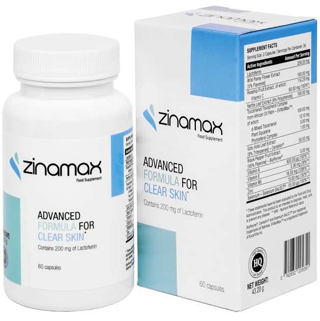 Flacon Zinamax, le complément alimentaire pour une peau nette, sans acné ni imperfections